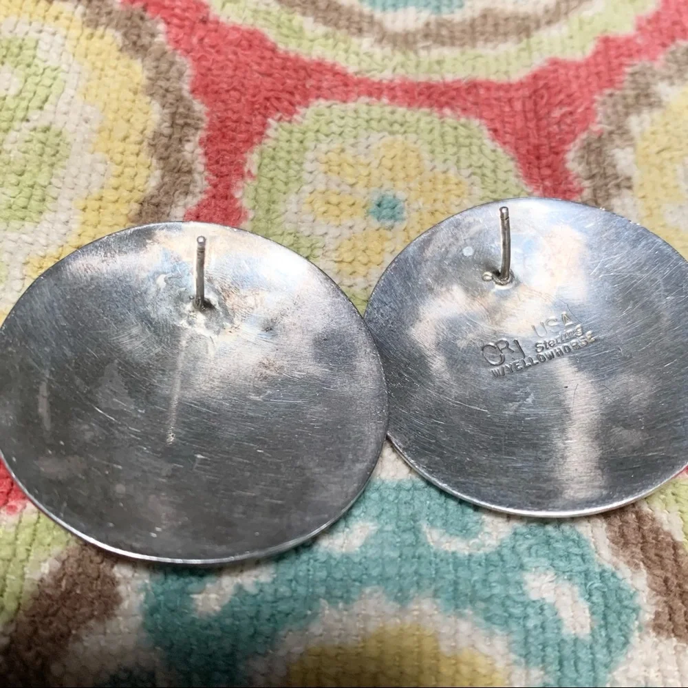 Vintage Yellowhorse abalone shield earrings sterling